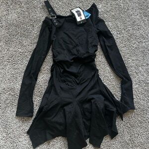 Current Mood Black Asymmetrical Mini Dress